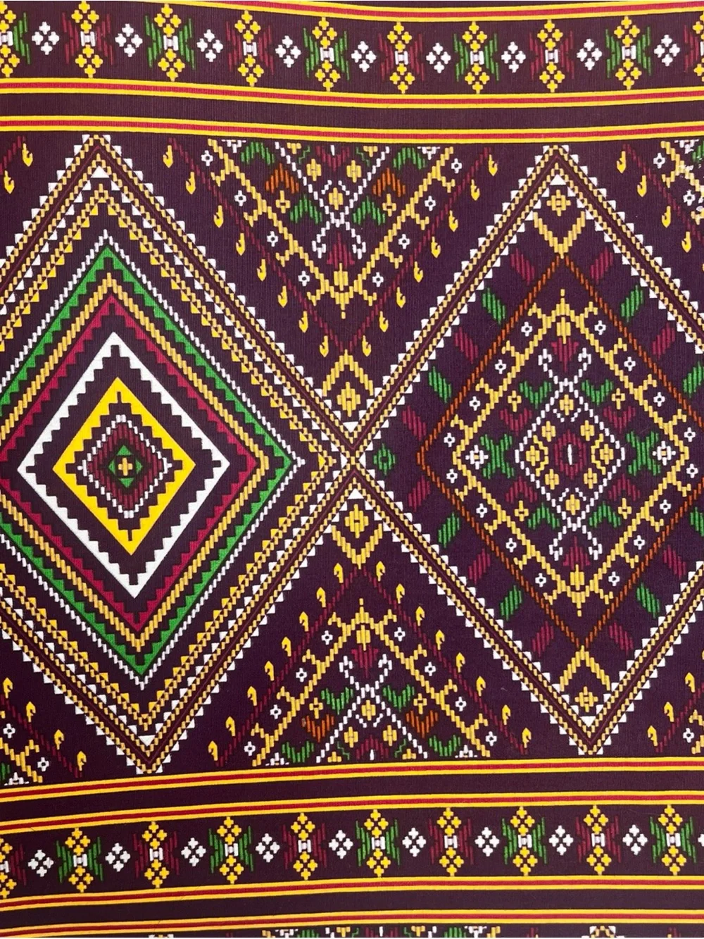 Batik Shoulder Tote Travel Bag Large 23.5x18.5” Tribal Diamond Geometric Pattern